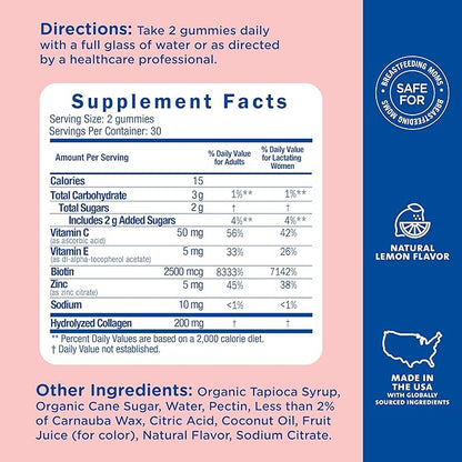 Mommy's Bliss Postnatal Support Reset My Body Gummies with Biotin & Collagen, Supports Postpartum Energy, Healing & Joint Health + Hair, Skin & Nails Health, Gluten Free, 60 Gummies (30 Servings)