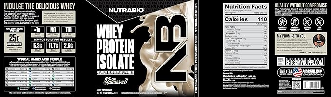 NutraBio 100% Whey Protein Isolate Protein Powder, 25g Protein with Complete Amino Acid Profile, Non-GMO, Soy & Gluten Free, Low Carb, Low Calorie Whey Protein Powder, Raw Unflavored, 5 Lbs
