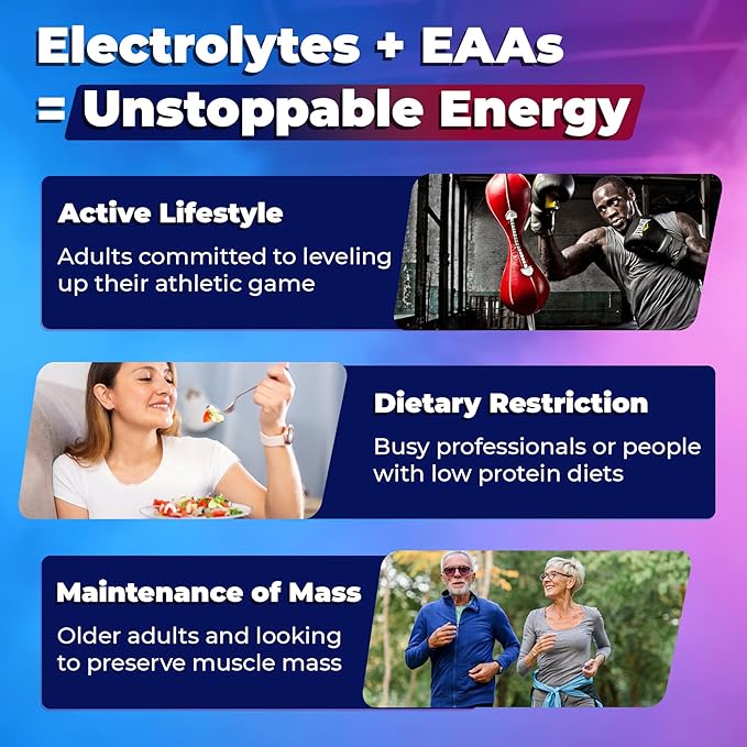 Essential Amino Acids EAA Gummies Nutritional Supplements for Women Men, BCAAs Branched Chain Amino Acids Supplement Gummies w/ Electrolyte Hydration, Black Raspberry Flavor, Gluten Free, Vegan, 120ct
