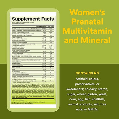 Natural Factors Whole Earth & Sea Women's Prenatal - Daily Prenatal Supplement for Healthy Pregnancy Support - Essential Prenatal with Calcium, Iron, Vitamin, B12 & More - 60 Tablets (30 Servings)