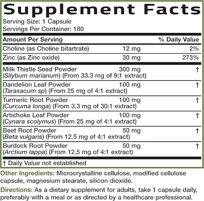 Bronson Liver Detox Advanced Detox & Cleansing Formula Supports Health Liver Function with Milk Thistle, Dandelion Extract, Turmeric, Artichoke Leaf & More, Non-GMO, 180 Vegetarian Capsules