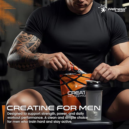 WELLNESS LABSRX Creatine Monohydrate Powder Sachets 300g – Mango Flavor Micronized Creatine Powder Supplement, Creatine for Women and Men, Supports Muscle Strength, Energy, Performance - 60 Servings