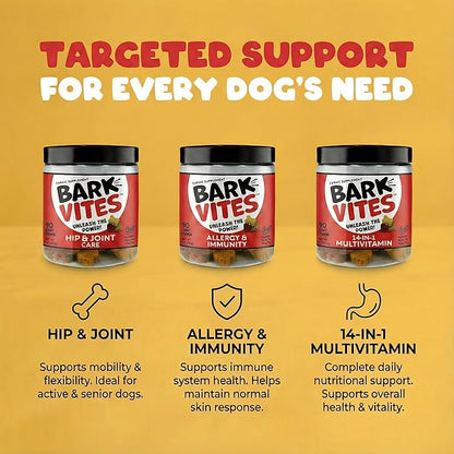 Hip & Joint Supplement for Dogs - Glucosamine, MSM, Chondroitin & Omega-3 Chews with Turmeric & Vitamin E for Mobility, Comfort & Anti-Inflammatory Support, 90ct