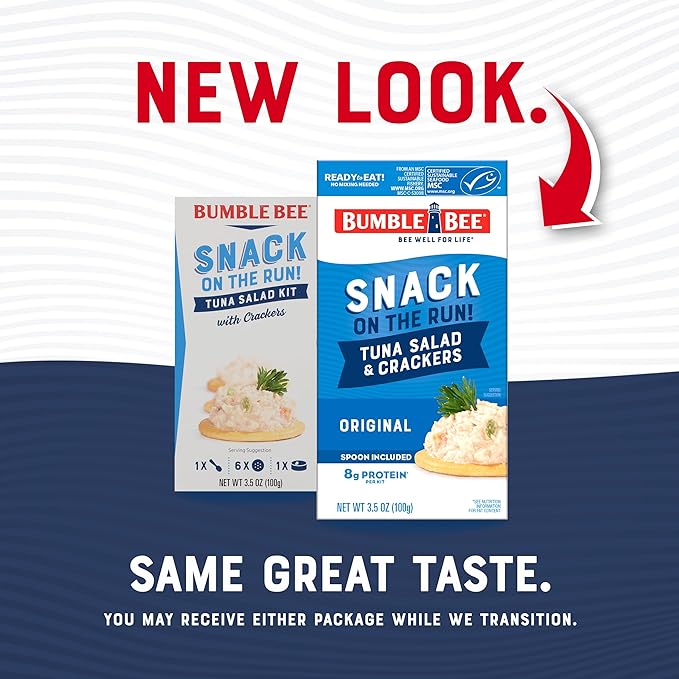 Bumble Bee Snack On The Run! Protein Snack Pack - 8g Protein per Box - Original Tuna Salad with Crackers Kit - Ready to Eat Easy-Open Can - Wild Caught MSC-Certified Tuna (Pack of 3)