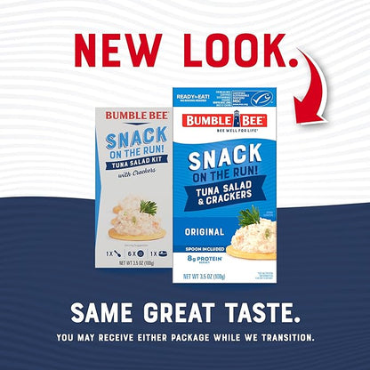 Bumble Bee Snack On The Run! Protein Snack Pack - 8g Protein per Box - Original Tuna Salad with Crackers Kit - Ready to Eat Easy-Open Can - Wild Caught MSC-Certified Tuna (Pack of 3)