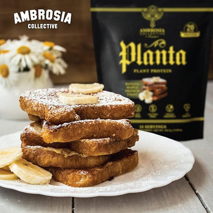 Ambrosia Planta - Premium Plant-Based Protein | Vegan & Keto Friendly | Gourmet Flavors with No Bloating or Stomach Upset | No Added Sugar | 14 Servings | (Banana Maple)