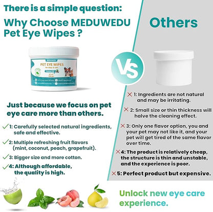 Eyes Wipes for Dogs & Cats 120 Counts, Grooming Kit Care for Dogs and Cats, Prevent Tear Stains, Eye Debris, Discharge, Mucus Secretions,Unscented