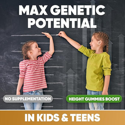 Height Growth Increase Vitamin Gummies, Calcium 100mg, Magnesium Glycinate 30mg, Zinc, Ashwagandha, Vitamin K2 D3 25mg Grow Tall Maximizer Supplement, Multivitamin for Kids, Teens Boy & Girl, Adults