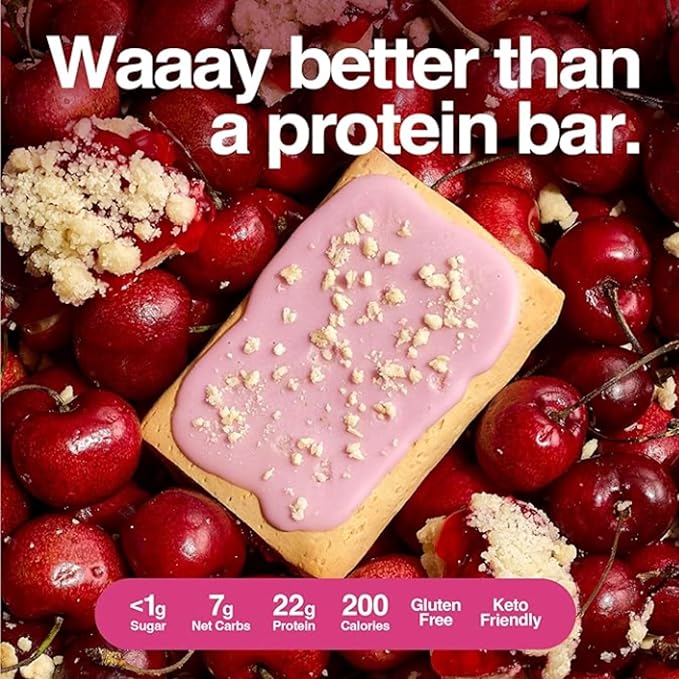 Legendary Foods 22g Protein Pastry 0g Added Sugar, Low Carb, Gluten Conscious, Keto Snack, Ideal for Glucose Management, Includes Whey Protein Isolate, 8 Pack Cherry Crumble
