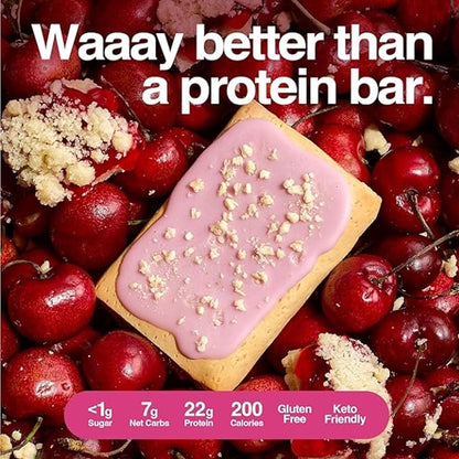 Legendary Foods 22g Protein Pastry 0g Added Sugar, Low Carb, Gluten Conscious, Keto Snack, Ideal for Glucose Management, Includes Whey Protein Isolate, 8 Pack Cherry Crumble