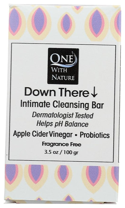 ONE WITH NATURE Down There Fragrance Free Intimate Cleansing Soap Bar, 3.5 OZ