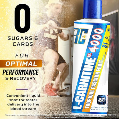 Ronnie Coleman Signature Series L-Carnitine XS 4000 Liquid, Stimulant Free, Sugar Free, Zero Carbs, Dietary Supplement for Men & Women, 16 oz (Tropical Passion Fruit)
