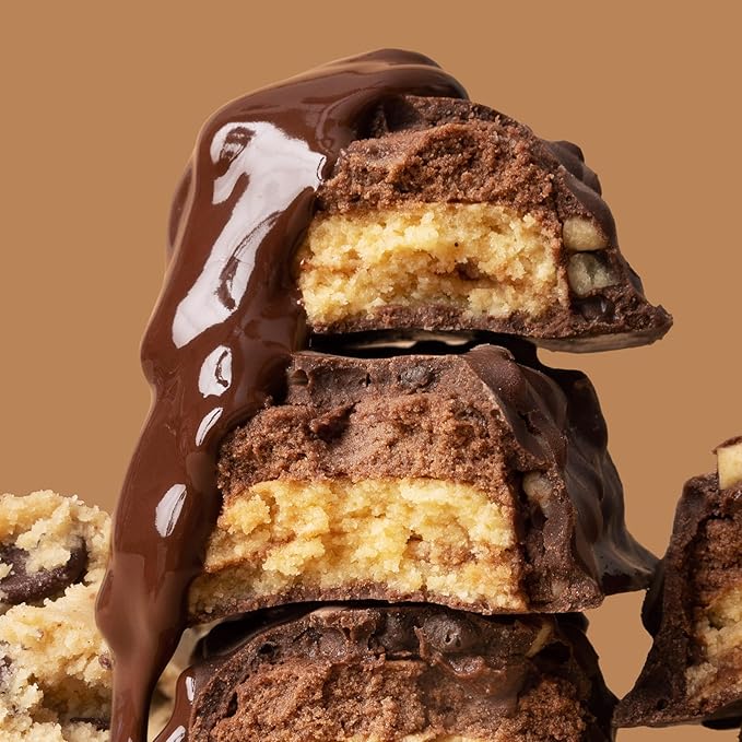 FITCRUNCH Snack Size Protein Bars, 6-Layer Baked Bar, 3g of Sugar, Gluten Free & Soft Cake Core (9 Bars, Chocolate Chip Cookie Dough)
