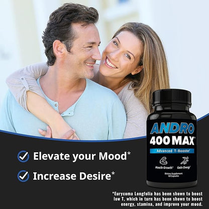 Andro400 Max Advanced T-Support & Nitric Oxide Booster – Traditional Tongkat Ali 100:1 Extract with L-Arginine & L-Citrulline – Supports Circulation and Physical Performance – 180 Capsules