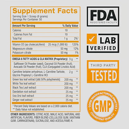 BPI Sports CLA + Carnitine Shredded - Convert Fat Cells Into Energy and Supports Lean Muscle, Boost Metabolism - Non-Stimulant L-Carnitine Supplement - Tropical Mango (14.1 oz. / 50 Servings)