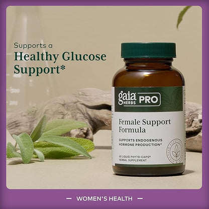 GAIA HERBS PRO Female Support Formula - Supports Healthy PMS & Menopause Fluctuations with Alfalfa Leaf, Black Cohosh Root Extract, Dandelion Root & More* - Vegan - 60 Liquid Phyto-Caps (60 Servings)
