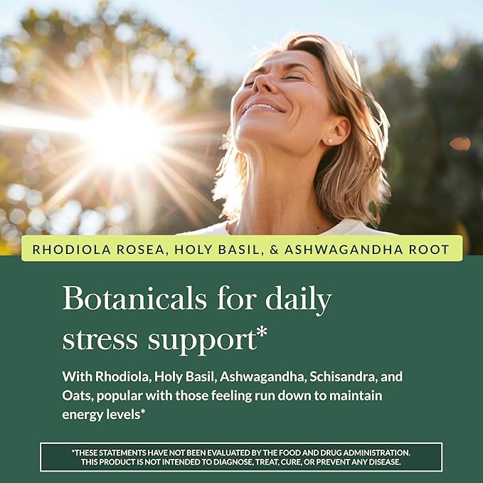 Gaia Herbs Stress Response Supplements - Supports Relaxation & Healthy Stress Response* - with Rhodiola, Holy Basil, Ashwagandha & More - 30 Vegan Liquid Phyto-Caps (15 Servings)