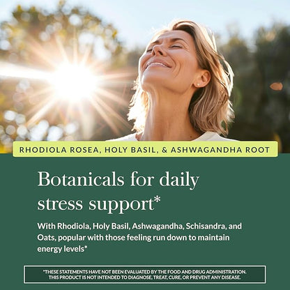 Gaia Herbs Stress Response Supplements - Supports Relaxation & Healthy Stress Response* - with Rhodiola, Holy Basil, Ashwagandha & More - 30 Vegan Liquid Phyto-Caps (15 Servings)