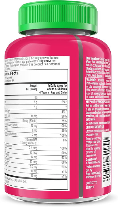 Flintstones Vitamins for Picky Kids + Iron, Kids Multivitamin Gummies with Vitamin C, D, E, B6 and Iron, Gummy Vitamins, Grape Flavored, 60 Gummies,(Pack of 2)