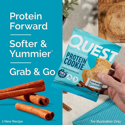 Quest Nutrition Snickerdoodle Protein Cookie, 15g Protein, 1g Sugar, 4g Net Carbs, Keto Friendly, High Protein, Low Carb; 12 Count