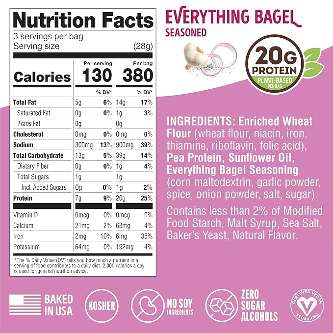 Lenny & Larry's FITZELS Variety Pack, 3 Flavors, 12 Count- Savory Pretzel Snacks Incredibly Tasty, High Protein Salty, Vegan, 20 g's of Plant Based Protein, 3 oz Each