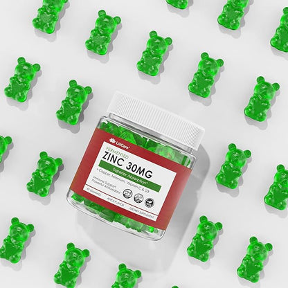 Fermented Zinc Gummies 30mg, Copper, Selenium, Vitamin C, D3, Superior Absorption Zinc Supplements for Women & Men, Immune, Powerful Antioxidant, Zinc Picolinate Alternaitive, Vegan, No Sugar, 60 Cts