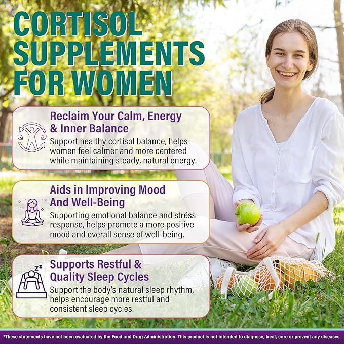 Cortisol Supplements for Women & Men, Cortisol Reducer Gummies w/ Magnesium, Ashwagandha, L-Theanine, Rhodiola, Reishi, 24 IN 1 Cortisol Detox Manager for Calm Mood, Focus & Relaxation,Vegan, 60 Cts