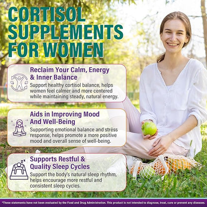 Cortisol Supplements for Women & Men, Cortisol Reducer Gummies w/ Magnesium, Ashwagandha, L-Theanine, Rhodiola, Reishi, 24 IN 1 Cortisol Detox Manager for Calm Mood, Focus & Relaxation,Vegan, 60 Cts