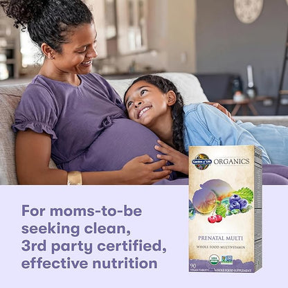 Garden of Life Organics Prenatal Multivitamin with Folate, B6, B12, D3 & Iron – Prenatal Vitamins for Women with Energy Metabolism Support for Healthy Fetal Development, Non-GMO, Vegan, 30 Servings