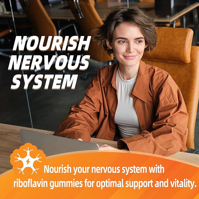 Vitamin B2 Gummies | Riboflavin 400mg | B2 Vitamin 400mg Chewable for Adults and Kids, Migraine Relief & Energy and Nervous System Support, Non GMO, Vegan - 60 Counts