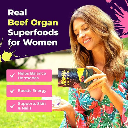 Primal Queen Female-Optimized Beef Organ Superfood Supplement – Grass-Fed, Pasture-Raised Beef Liver, Kidney, Heart, & More – Hormone Balance & Energy for Women – Pack of 2