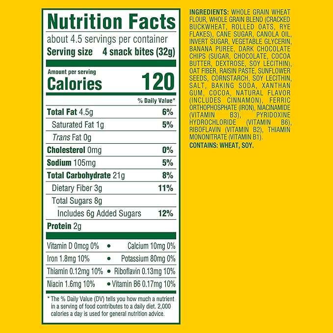 belVita Energy Snack Bites, Banana, Dark Chocolate and Sunflower Seed, 5 oz Bag (Pack of 2)