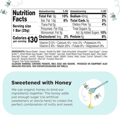 Perfect Bar Mini, Dark Chocolate Chip Peanut Butter Protein Bar, Protein Snack, Snack Bar, Organic, Gluten Free, Soy Free, Non GMO, No Sugar Alcohols, .88 Ounce Bar, 24 Count