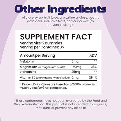 AmpUp Sugar Free Melatonin Gummies 5mg with Magnesium & L-Theanine - 70 Gummies Grape Sleep Gummies for Adults, Natural Sleep Aid Supplement, Non-GMO & Vegan