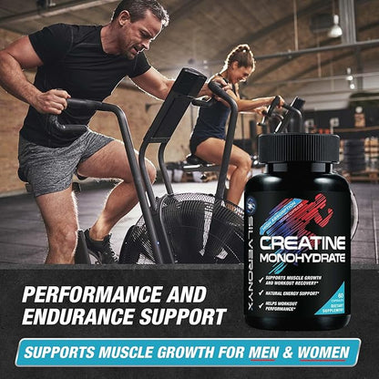 Creatine Monohydrate 3000mg Per Serving - 3X Strength Micronized Creatine Powder - Supports Lean Muscle, Strength, Energy, & Endurance - All Natural Supplement, Non-GMO, Bottled in USA - 60 Capsules