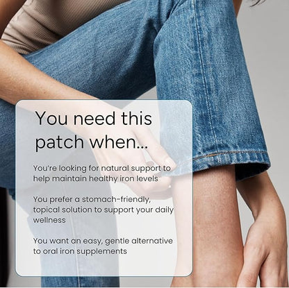 The Patch Remedy Iron Patch | Iron Bisglycinate, Vitamin C, B9 (Methylfolate), B12, Beta-Carotene, Astaxanthin | 30 Patches