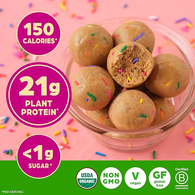 Orgain Organic Vegan Protein Powder, Birthday Cake - 21g Plant Based Protein, 7g Prebiotic Fiber, Low Net Carb, No Lactose Ingredients, No Added Sugar, Non-GMO, for Shakes & Smoothies, 1.02 lb