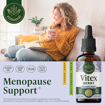 HERBAMAMA Vitex Chasteberry Supplement for Women - Natural Menopause Support* with Vitex Berry Tincture - Chaste Tree Berry Drops for Hormonal Balance & Cycle Support* - 42-Day Supply