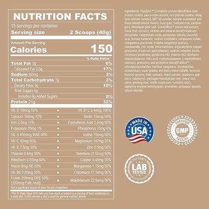 UpNourish Vanilla Cookie Vegan Protein Powder 54 Superfoods Powder,1.5 Billion CFU Probiotics 21g Plant Based Protein,No Sugar No Dairy No GMO Dairy Free,Meal Replacement Shake Keto-Friendly Low-Carb Diet,15 Servings
