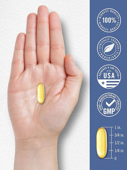 Carlyle Fish Oil 2000mg | 600mg Omega 3 Supplement for Men & Women | 90 Odorless Softgels | Lemon Flavored | Non-GMO and Gluten Free