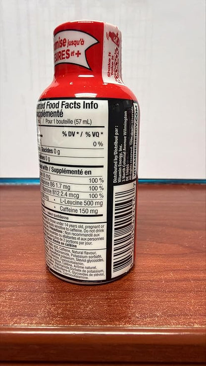 Vitamin Energy Focus+ Extra Strength Energy Shot Tropical Infusion 12 Pack, 260mg Natural Caffeine, B-Vitamins, CoQ10, Amino Acids, Focus, Productivity & Clarity, Zero Sugar, Gluten-Free, 1.93 fl oz