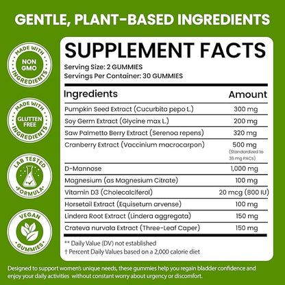 Bladder Control Supplements – Urinary Tract Health for Women | Overactive Bladder Support, UTI Relief & Infection Treatment | Daily Feminine Wellness Gummies – 60 Pineapple Flavor