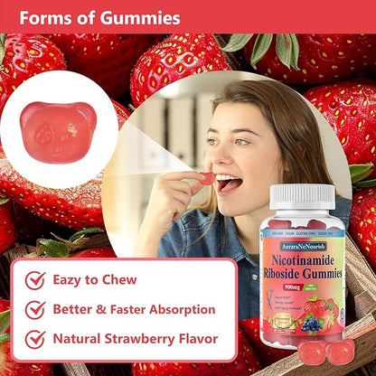 2 Pack NAD Resveratrol Supplement, Sugar Free 900mg Gummies with Quercetin, Collagen, Vitamin Support Anti Aging, Cell Regeneration, Energy Boost, Skin Improvement for Women Men