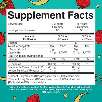MARYRUTH'S Kids Nighttime Gummies | Sugar Free | NO Melatonin with L Theanine, Lemon Balm, Chamomile, Vitamin B6 | Relaxation Support for Kids 2+ | Vegan | Non-GMO | Gluten Free | 60 Count