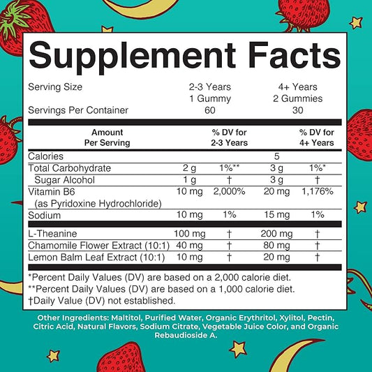 MARYRUTH'S Kids Nighttime Gummies | Sugar Free | NO Melatonin with L Theanine, Lemon Balm, Chamomile, Vitamin B6 | Relaxation Support for Kids 2+ | Vegan | Non-GMO | Gluten Free | 60 Count