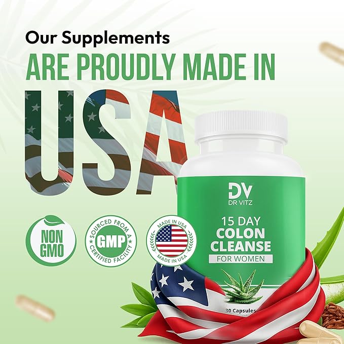 15 Day Colon Cleanse for Women – Natural Detox Pills with Herbs, Fiber & Probiotics – Bloating & Constipation Relief, Weight Loss & Gut Health Reset – 30 Capsules