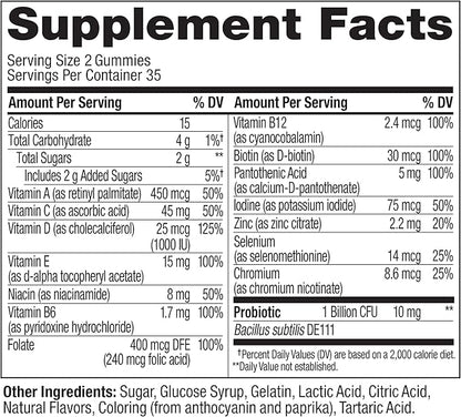 OLLY Multi + Probiotic Adult Multivitamin Gummy, 1 Billion CFUs, Digestive and Immune Support Chewable Supplement, Tropical Twist, 35 Day Supply - 70 Count (Pack of 2)