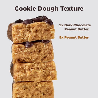 Perfect Bar Mini Protein Bars, Peanut Butter and Dark Chocolate Chip Peanut Butter Variety Pack, Gluten Free, Made with Organic Honey, Cookie Dough Texture, Refrigerated, 18 Count, 0.88 Oz Bar