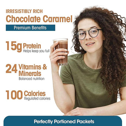 WonderSlim Meal Replacement Shake, Chocolate Salted Caramel, 15g Protein, 24 Vitamins & Minerals, Gluten Free, Low Carb (7ct)