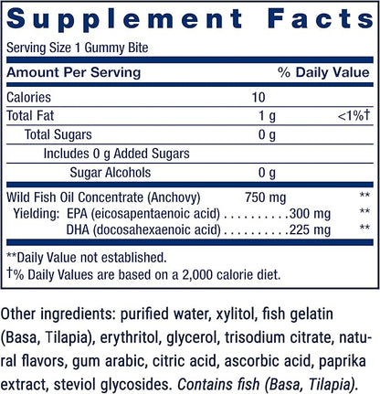 Life Extension Omega-3 Fish Oil Gummy Bites, EPA DHA Fatty acids, High-dose EPA DHA Support in a Delicious chewable Form, Non-GMO, Gluten Free, 36 Gummy Bites